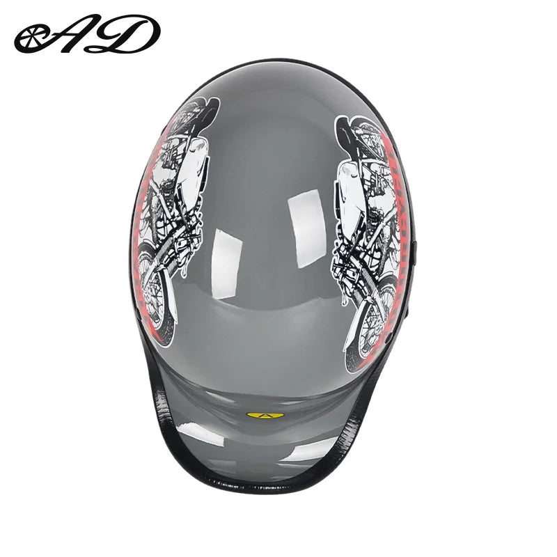 Ryan | Fatbike helm met retro motorprint en klep
