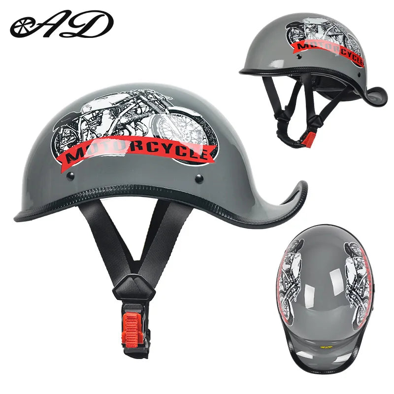 Ryan | Fatbike helm met retro motorprint en klep