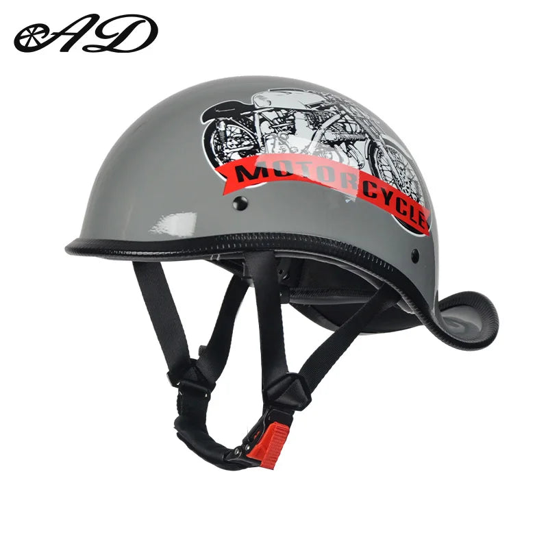 Ryan | Fatbike helm met retro motorprint en klep