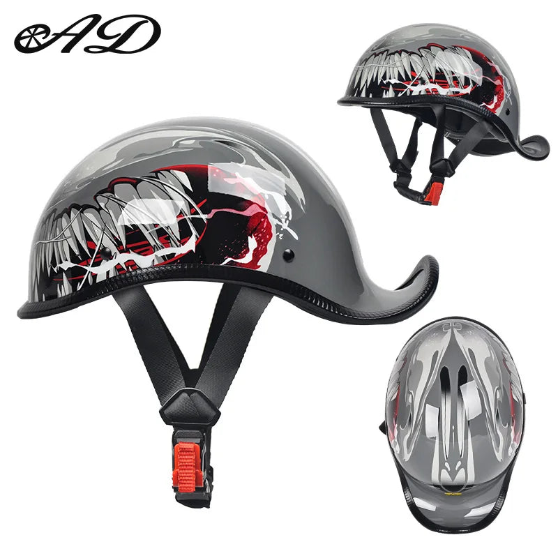 Ryan | Fatbike helm met retro motorprint en klep