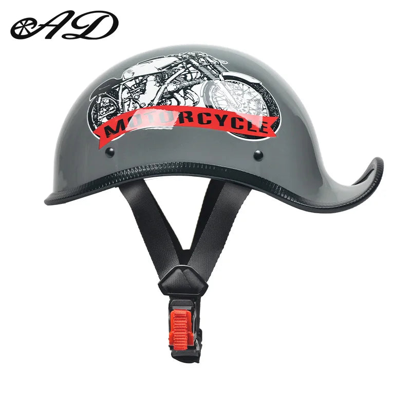 Ryan | Fatbike helm met retro motorprint en klep